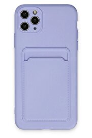 CepteToptan iPhone 11 Pro Max Kılıf Kelvin Kartvizitli Silikon - Lila - DROPX4664-5375