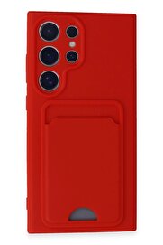 CepteToptan Samsung Galaxy S24 Ultra Kılıf Kelvin Kartvizitli Silikon - Kırmızı - DROPX5267-7001