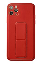 CepteToptan iPhone 11 Pro Max Kılıf Coco Deri Standlı Kapak - Kırmızı - DROPX6656-6890