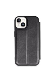 CepteToptan iPhone 15 Kılıf Flip Cover - Siyah - DROPX3384-9950