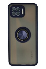 CepteToptan Oppo Reno 4 Lite Kılıf Montreal Yüzüklü Silikon Kapak - Lacivert - DROPX7410-2653