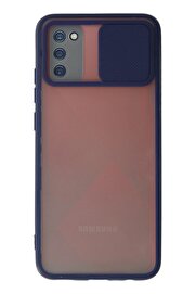 CepteToptan Samsung Galaxy A03S Kılıf Palm Buzlu Kamera Sürgülü Silikon - Lacivert - DROPX2245-1475