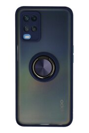 CepteToptan Oppo A54 4G Kılıf Montreal Yüzüklü Silikon Kapak - Lacivert - DROPX8034-5914
