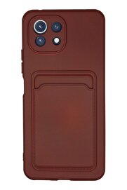 CepteToptan Xiaomi Mi 11 Kılıf Kelvin Kartvizitli Silikon - Bordo - DROPX5278-1921