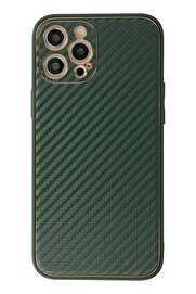 CepteToptan iPhone 12 Pro Kılıf Coco Karbon Silikon - Yeşil - DROPX3613-3424