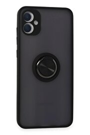 CepteToptan Samsung Galaxy A05 Kılıf Montreal Yüzüklü Silikon Kapak - Siyah - DROPX1467-2955