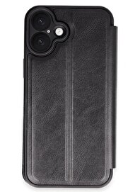 CepteToptan iPhone 16 Plus Kılıf Flip Cover - Siyah - DROPX8161-8825