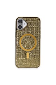 CepteToptan iPhone 16 Kılıf Diamond Magsafe Kapak - Gold - DROPX6166-6151