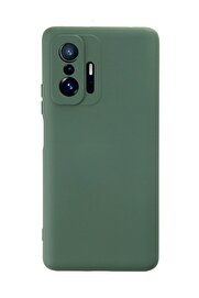 CepteToptan Xiaomi Mi 11T Pro Kılıf Nano içi Kadife Silikon - Koyu Yeşil - DROPX7509-9050