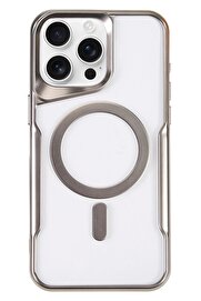CepteToptan iPhone 16 Pro Max Kılıf Boyi Magsafe Silikon Kapak - Gümüş - DROPX3582-3986