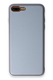 CepteToptan iPhone 7 Plus Kılıf Coco Deri Silikon Kapak - Açık Mavi - DROPX6581-3623