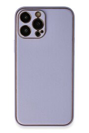 CepteToptan iPhone 13 Pro Max Kılıf Coco Deri Silikon Kapak - Açık Lila - DROPX5254-3029