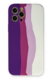 CepteToptan iPhone 12 Pro Max Kılıf Ebruli Lansman Silikon - Mor-Beyaz - DROPX8879-3032
