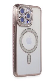 CepteToptan iPhone 14 Pro Max Kılıf Joke Simli Magneticsafe Kılıf - Pembe - DROPX6230-4734