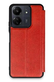 CepteToptan Xiaomi Redmi 13C Kılıf Flip Cover - Kırmızı - DROPX9027-3583