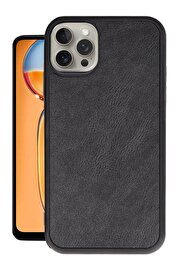 CepteToptan iPhone 15 Pro Max Kılıf Aras Deri Kapak - Siyah - DROPX2996-5006