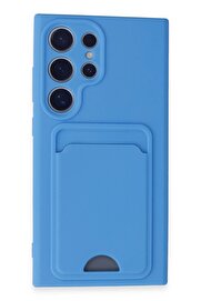 CepteToptan Samsung Galaxy S24 Ultra Kılıf Kelvin Kartvizitli Silikon - Mavi - DROPX6831-3500
