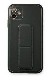 CepteToptan iPhone 12 Kılıf Coco Deri Standlı Kapak - Füme - DROPX8031-1492