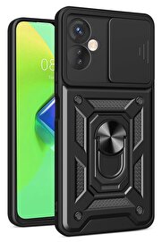 CepteToptan İnfinix Hot 30 4G Kılıf Pars Lens Yüzüklü Silikon - Siyah - DROPX4409-9640