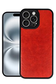 CepteToptan iPhone 16 Pro Max Kılıf Aras Deri Kapak - Kırmızı - DROPX7599-4739