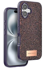 CepteToptan iPhone 16 Bright Simli Kapak - Derin Mor - DROPX7540-5382