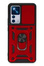 CepteToptan Xiaomi Mi 12T Pro Kılıf Pars Lens Yüzüklü Silikon - Kırmızı - DROPX8526-4125