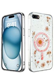 CepteToptan iPhone 7 Plus Kılıf Daisy Simli Magsafe Kapak - Pembe - DROPX5167-5854