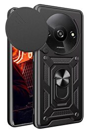CepteToptan Xiaomi Redmi A3 4G Kılıf Pars Lens Yüzüklü Silikon - Siyah - DROPX6234-1574