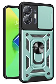 CepteToptan İnfinix Hot 30 5G Kılıf Pars Lens Yüzüklü Silikon - Yeşil - DROPX9659-8277