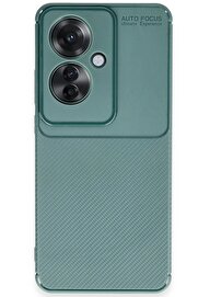 CepteToptan Oppo Reno 11F Kılıf Auto Focus Karbon Kapak - Koyu Yeşil - DROPX2983-3216