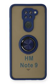 CepteToptan Xiaomi Redmi Note 9 Kılıf Montreal Yüzüklü Silikon Kapak - Lacivert - DROPX3660-1348