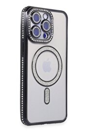 CepteToptan iPhone 14 Pro Max Kılıf Joke Simli Magneticsafe Kılıf - Siyah - DROPX9872-9865