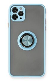 CepteToptan iPhone 11 Pro Max Kılıf Montreal Yüzüklü Silikon Kapak - Buz Mavi - DROPX6724-4101