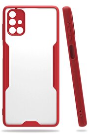 CepteToptan Samsung Galaxy M51 Kılıf Platin Silikon - Kırmızı - DROPX6284-2392