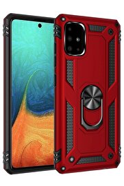 CepteToptan Samsung Galaxy A71 Kılıf Sofya Yüzüklü Silikon Kapak - Kırmızı - DROPX2109-8184