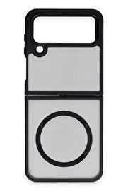 CepteToptan Samsung Galaxy Z Flip 4 Kılıf Blur Fold Magsafe Kapak - Mat Siyah - DROPX5102-9015
