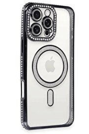 CepteToptan iPhone 16 Pro Kılıf Joke Simli Magneticsafe Kılıf - Siyah - DROPX9466-3502