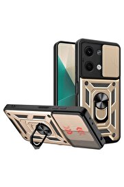 CepteToptan Xiaomi Poco X6 Kılıf Pars Lens Yüzüklü Silikon - Gold - DROPX2955-6871