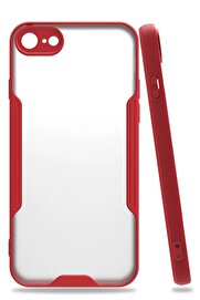 CepteToptan iPhone 7 Kılıf Platin Silikon - Kırmızı - DROPX5369-3964