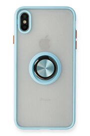 CepteToptan iPhone XS Max Kılıf Montreal Yüzüklü Silikon Kapak - Buz Mavi - DROPX2421-6766