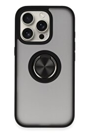 CepteToptan iPhone 16 Pro Kılıf Montreal Yüzüklü Silikon Kapak - Siyah - DROPX2620-2030