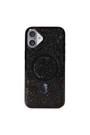 Toptan Bulurum iPhone 16 Kılıf Diamond Magsafe Kapak - Siyah