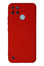 CepteToptan Realme C25Y Kılıf Nano içi Kadife Silikon - Kırmızı - DROPX7752-4896