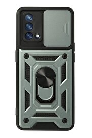 CepteToptan Oppo A74 4G Kılıf Pars Lens Yüzüklü Silikon - Yeşil - DROPX6379-8407