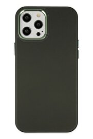 CepteToptan iPhone 12 Pro Max Kılıf Asya Deri Silikon - Koyu Yeşil - DROPX1388-4154