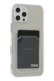 CepteToptan iPhone 12 Pro Max Kılıf Kart Şeffaf Silikon - Şeffaf - DROPX1326-3781