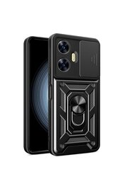 CepteToptan Realme C55 Kılıf Pars Lens Yüzüklü Silikon - Siyah - DROPX1167-6554