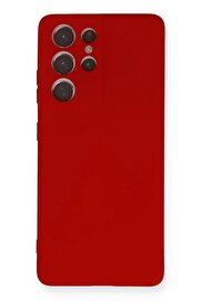 CepteToptan Samsung Galaxy S21 Ultra Kılıf Nano içi Kadife Silikon - Kırmızı - DROPX7875-7674