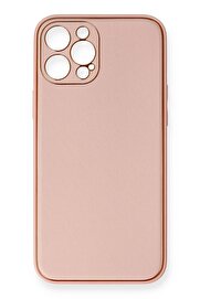 CepteToptan iPhone 12 Pro Max Kılıf Coco Deri Silikon Kapak - Pembe - DROPX5824-2358