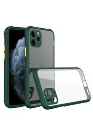 CepteToptan iPhone 11 Pro Max Kılıf Miami Şeffaf Silikon - Koyu Yeşil - DROPX9387-9997